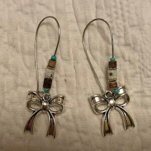 Eclectic Bow Tie Earrings with Beads